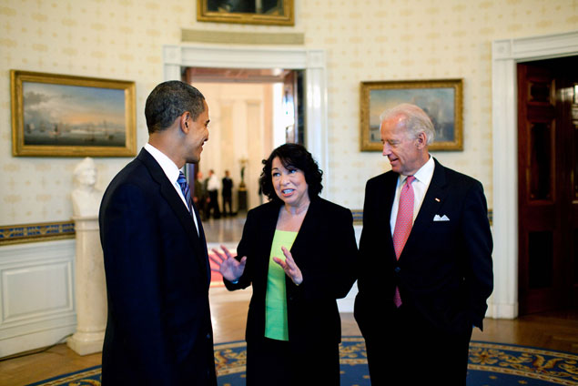 Obama with Joe Biden and Sonia Sotomayor