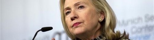 US Secretary of State Clinton addresses the media in Munich.